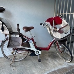 アンジェリーナ 電動自転車 赤 チャイルドシート、3人乗り