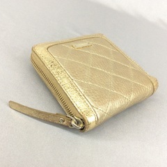 kate spade New York ケイトスペード 金レザー ラウンドファスナー コンパクト折財布 の画像
