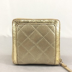 kate spade New York ケイトスペード 金レザー ラウンドファスナー コンパクト折財布 の画像