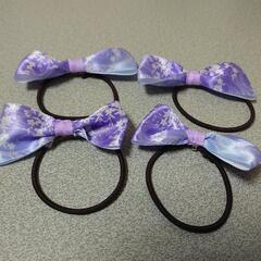 ハンドメイド　ヘアゴム　紫　小花②　2セット