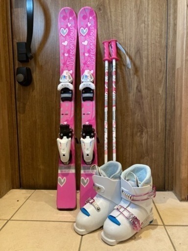 ★受け渡し限定★ キッズ　スキー板　4点セット　100cm  ブーツ　ストック　ジュニア