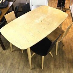 (Y)北大前! 札幌 引取 moda en casa/モーダ・エンカーサ ダイニングテーブル＆チェア4脚セット 円型 スカンジナビアン デザイン 北欧家具