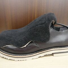 長期保管品 BELLY BUTTON ベリーボタン メンズシューズ 24cm ブラック 紐靴 ムートンカバー付き 冬 男性用 苫小牧西店の画像