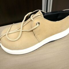 長期保管品 BELLY BUTTON ベリーボタン メンズシューズ 25.5cm ベージュ 紐靴 ムートンカバー付き 冬 男性用 苫小牧西店の画像