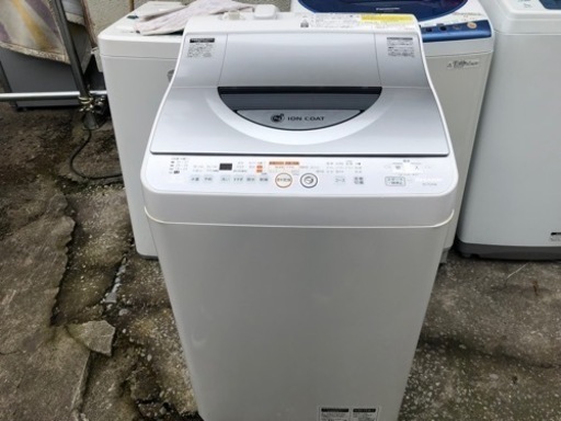 【リサイクルサービス八光　田上店　安心の1か月保証　配達・設置OK】シャープ SHARP ES-TG55K-S [タテ型洗濯乾燥機（5.5kg） シルバー系]