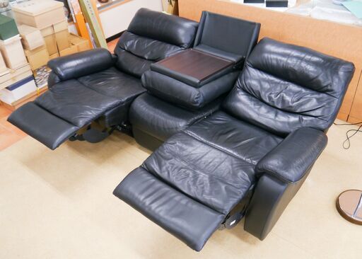 定価約13万 お買い得品！ 本革 ニトリ 電動 ソファー 3人掛け ブラック