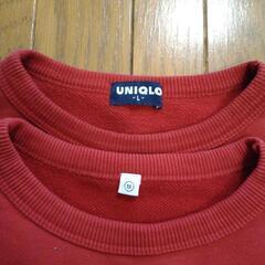 【M&L2着セットで！】UNIQLO ユニクロ　トレーナー M/L 赤(エンジ色)の画像