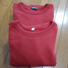 【M&L2着セットで！】UNIQLO ユニクロ　トレーナー M/L 赤(エンジ色)の画像
