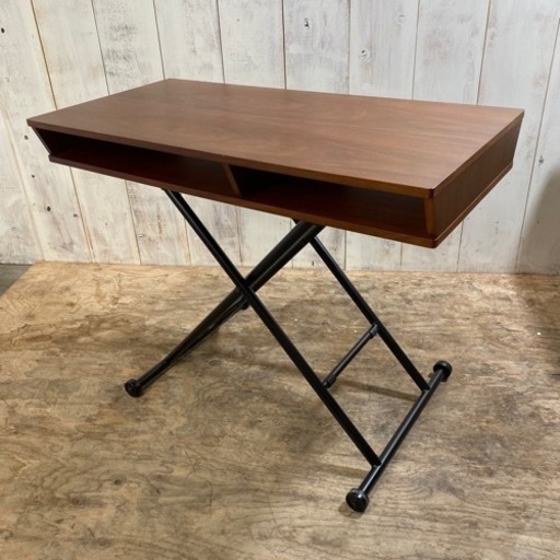 【3/13終 YA】ナルミ リフティングテーブル 高さ調整可能 高さ20〜75cm ウォールナット ブラウン 昇降式テーブル 机 定価19,800 菊倉MZ