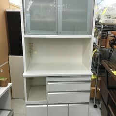 松田家具　キッチンボード　ホワイト　W900×D410×H2000mm　クリーニング済