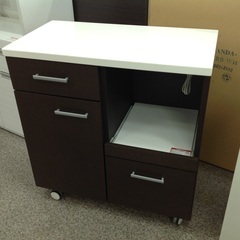 キッチンボード ダークブラウン 木製 キャスター付き【9650052】