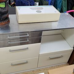 Francfranc　キッチンカウンター　ステンレストップ　ホワ...