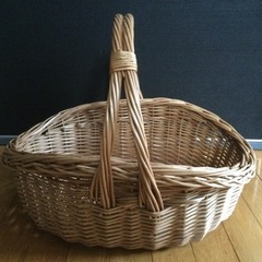 【中古　持ち手あり天然素材のバスケット】の画像