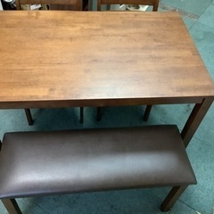 【リサイクルサービス八光　田上店　配達・設置OK】ダークブラウン / ブラック　4人掛けダイニングセットの画像