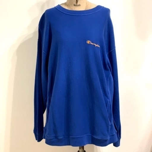チャンピオン リバースウィーブ スウェット ブルー 筆記体 シンプル コラボ L