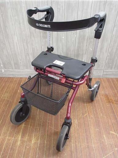 ss3272　ドロミテ　歩行器　シルバーカー　ウォーキーS　ボルドー　DOLOMITE　4輪　折りたたみ　手押し車　ハンドブレーキ付　カゴ付き　ショッピング　カート　歩行車　買物　散歩