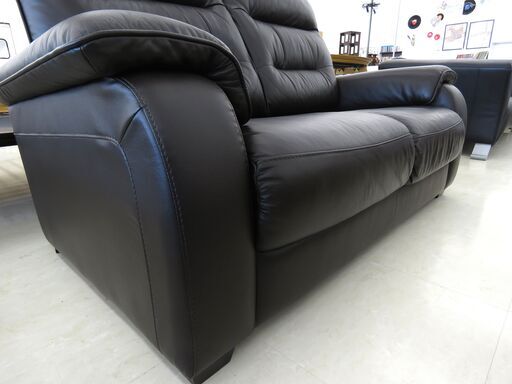北海道/千歳市 ニトリ 本皮2Pソファ 2P SOFA N J2806(KD) DBR ダークブラウン 幅159×奥行93×高さ96c