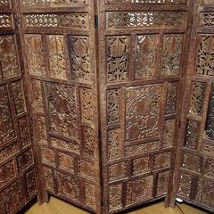 骨董品 手彫り レア？ついたて 目隠し  折りたたみ式の画像