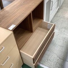軽トラック無料貸し出しサービスございます！ 配送も承ります！ 無印良品 シェルフ 2段引き出し付 ダークブラウン ヤケ有の画像