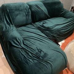 三人がけソファー オットマン ベロアカバー付き