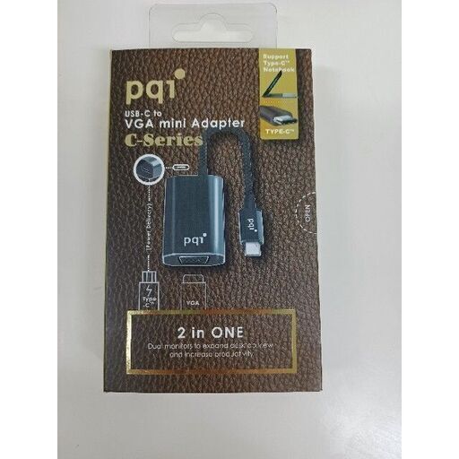 新品PQI USB -C to VGA mini Adapter 2inONE