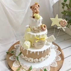 【3段クレイケーキ】誕生日　ハーフバースデー