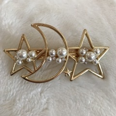パール 月　星　ピン パールピン ヘアアクセサリー