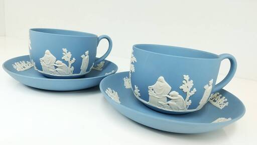 💖洋食器買取強化💖WEDGWOOD ジャスパー ウェッジウッド カップ ソーサー セット ペールブルー