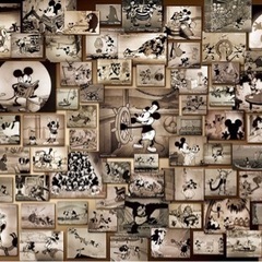 1000ピース ジグソーパズル ディズニー ミッキーマウス モノクロ映画コレクション　完成品の画像