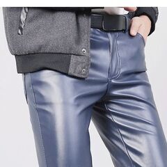 新品96-1フェイクレザーパンツメンズパンツレザーレザーライダースパンツバイクウェアの画像