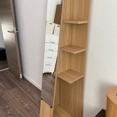 姿見鏡つき収納棚  飾り棚　ミラーの画像