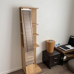 姿見鏡つき収納棚  飾り棚　ミラーの画像