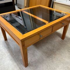 ★センターテーブル★ガラス 引出し付 家具 ローテーブルの画像