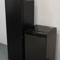 高年式 アイリスオーヤマ ブラック家電3点セット 冷蔵庫162L/洗濯機6.0㎏/レンジ 自社配送エリア限定 2021年製   中古家電 店頭引取歓迎 R5089)