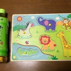 【ベビー知育玩具】木製初めてのパズルに◎持ち手付き！
