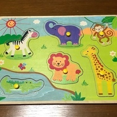 【ベビー知育玩具】木製初めてのパズルに◎持ち手付き！の画像