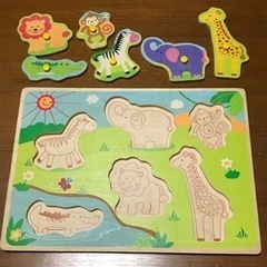 【ベビー知育玩具】木製初めてのパズルに◎持ち手付き！の画像