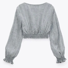 【新品】ZARA ブラウス フリル付きクロップド丈トップス ザラ 美品 未使用の画像