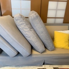 3人用ソファクッション付き　ファブリック素材　の画像