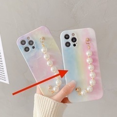 新品未使用　Marcydorn　パステルレインボーパールバンド付iPhone12ケースの画像
