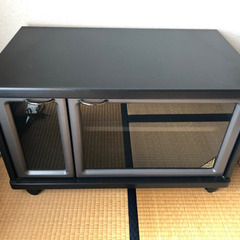 【引き取り限定】0円 テレビ台 収納付き ブラック ガラスケース...