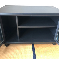 【引き取り限定】0円 テレビ台 収納付き ブラック ガラスケース キャスター付きの画像