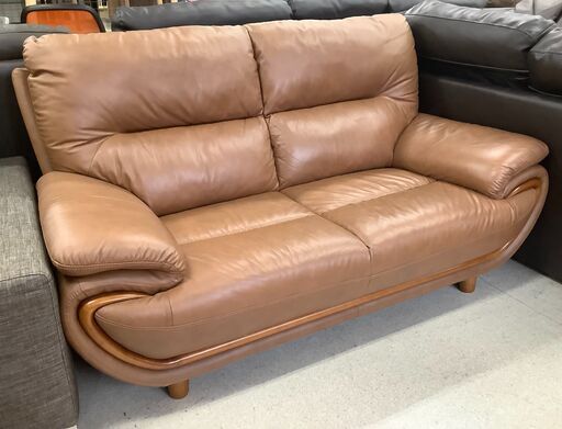 2人掛けソファ レザーソファ ブラウン【ユーズドユーズ名古屋天白店】 J1511