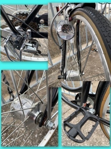 ☆断捨離　美品自転車シティーサイクル　ママチャリ　使用少　6段変速　オートライト　ローラブレーキ　シティーサイクルママチャリ自転車
