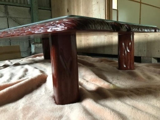 一枚板　ガラス天板つきテーブル