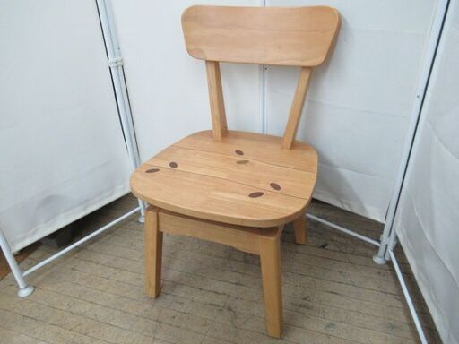 J3553/チェア/椅子/ダイニング/回転式/天然木/メルヘン/80×50×55/中古品/