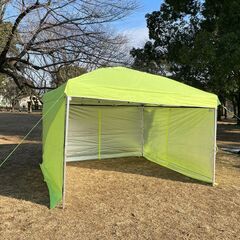 FIELDOOR ワンタッチタープテント 3m×3m、別売りサイドシート2枚＋専用