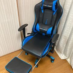 【美品】GTRACING ゲーミングチェア オットマン付き リクライニング ゲーム用チェア ブルーの画像