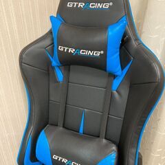 【美品】GTRACING ゲーミングチェア オットマン付き リクライニング ゲーム用チェア ブルーの画像