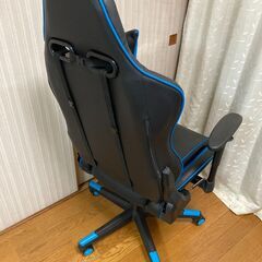 【美品】GTRACING ゲーミングチェア オットマン付き リクライニング ゲーム用チェア ブルーの画像